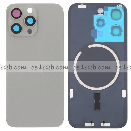 Tapa Trasera Cristal con Soporte para iPhone 16 Pro Max Titanic Natural