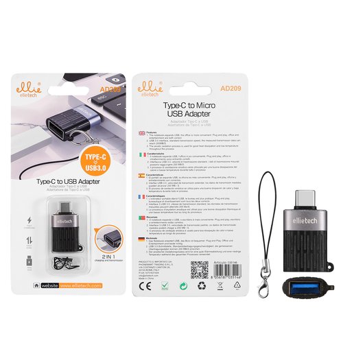Ellietech AD209 Adaptador Tipo C a USB 3.0
