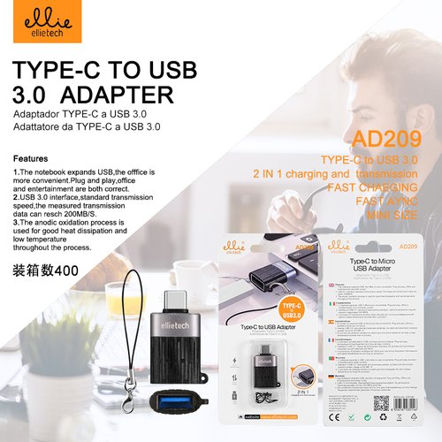 Ellietech AD209 Adaptador Tipo C a USB 3.0
