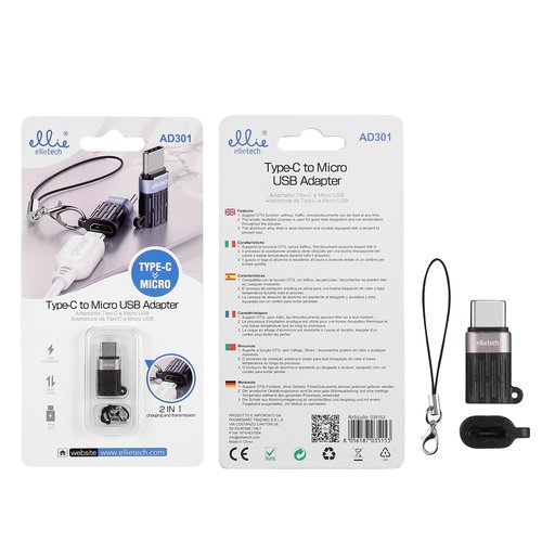 Ellietech AD301 Adaptador Tipo C a Micro USB