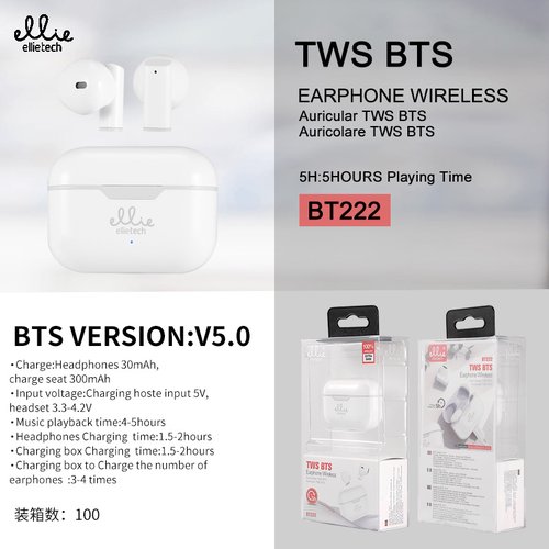 BT222 Ellietech Auriculares Wireless TWS BTS