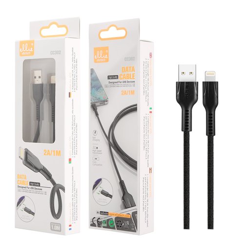 Ellietech CC302 Cable de Dato iOS Lightning  2A 1M