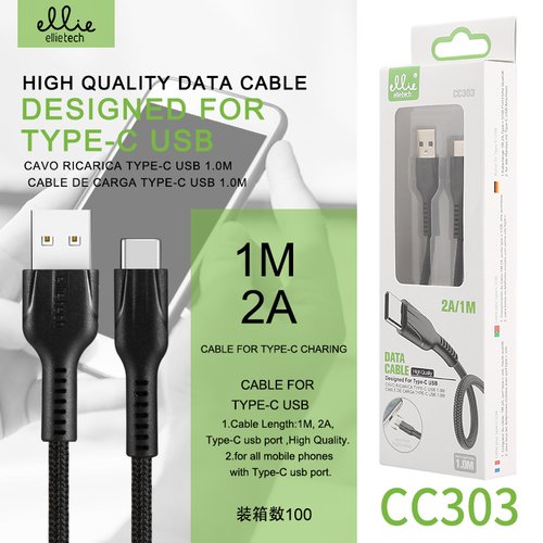 Ellietech CC303 Cable de Dato Tipo C 2A 1M