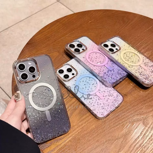 Funda Magsafe de Resina con Efecto Degradado con Purpurina para iPhone 13 /14 (Cuican)