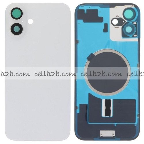 Tapa Trasera Cristal con Soporte para iPhone 16 Blanca