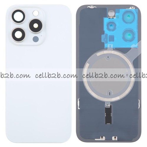 Tapa Trasera Cristal con Soporte para iPhone 16 Pro Max Blanca
