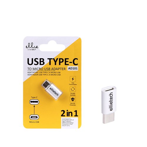 Ellietech AD101 Adaptador USB Tipo-C a Micro USB Plástico