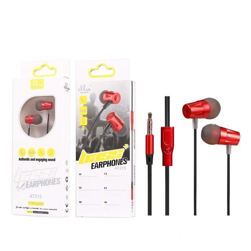 Ellietech AT215 Auriculares IN-EAR MIC+VOL con Cable Jack 3.5mm