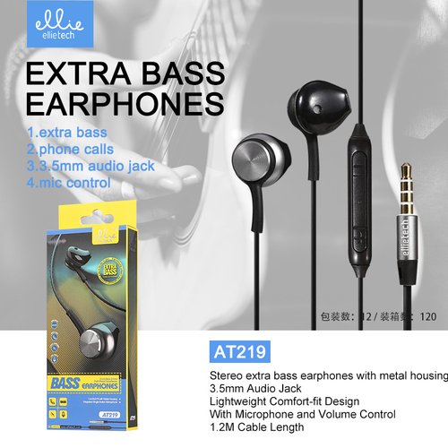 Ellietech AT219 Auriculares con Microfono + Control de Volumen