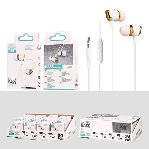 Ellietech AT222 Auriculares in-ear Jack 3.5mm 24UNIDADES