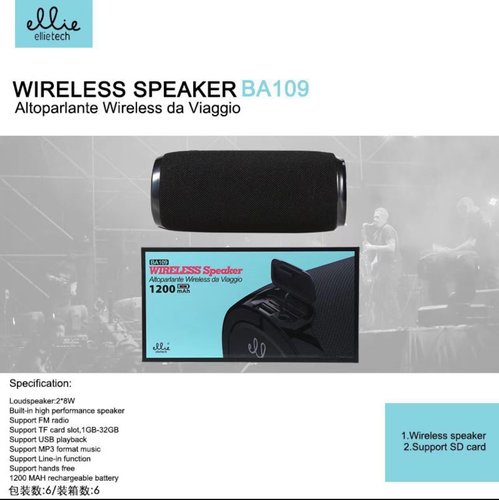 Ellietech BA109 Altavoz Portable Wireless 1200mAh