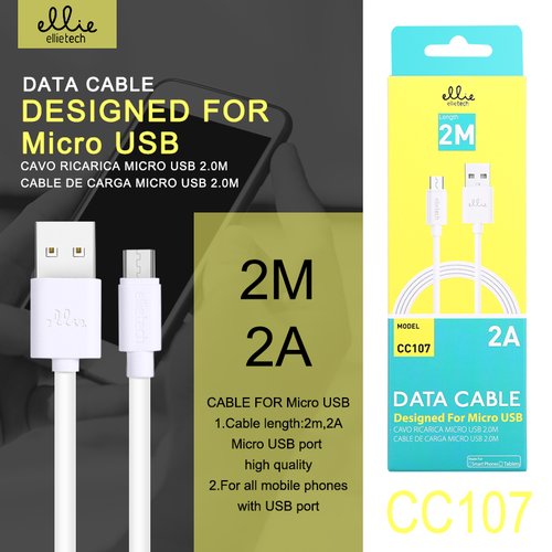 Ellietech CC107 Cable de Dato  Micro USB 2A 2M