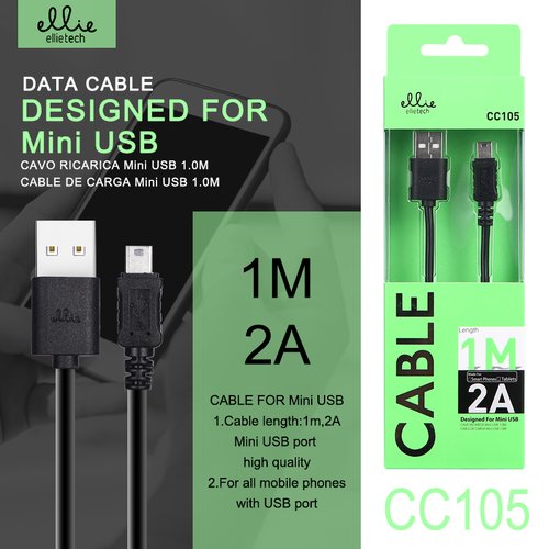 Ellietech CC105 Cable de Dato Mini USB 2A 1M