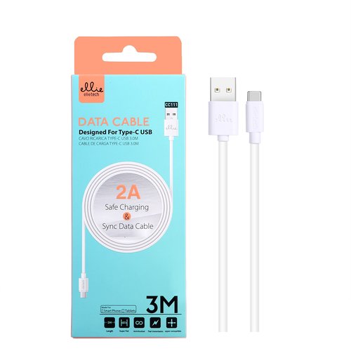 Ellietech CC111 Cable de Carga Tipo C USB 2A 3M