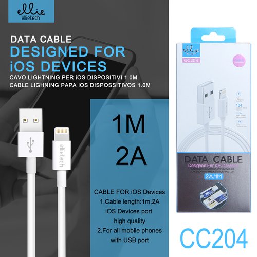 Ellietech CC204 Cable de Dato Lightning para los dispositivos 2A/1.0M