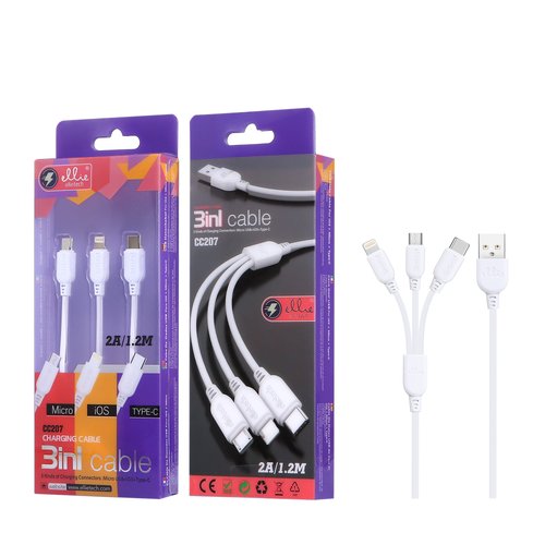 ellietech CC207 Cable 3 in 1 iso+Micro+Type-C 2A,1.2M
