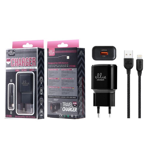 Ellietech CD306 Cargador de Casa con Cable Lightning 1USB 1M