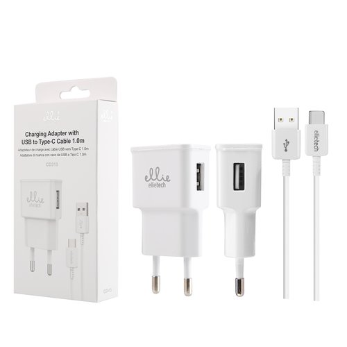 Ellietech CD313 Cargador con Cable Tipo C 2.1A