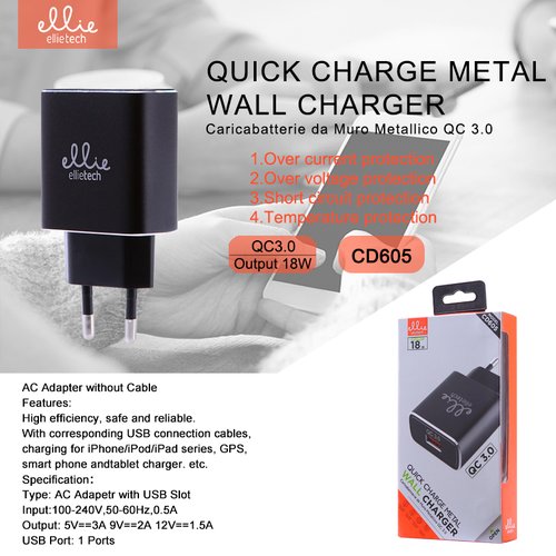 Ellietech CD605 Cargador Red Sin Cable