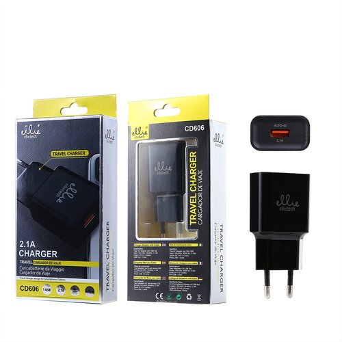 Ellietech CD606 Cargador de Casa sin Cable 1USB 2.1A Negro