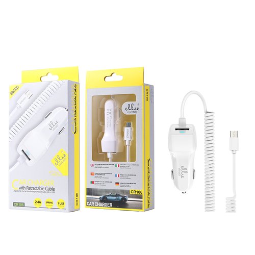 Ellietech CR106 Cargador de Coche para Movil con Cable Micro USB
