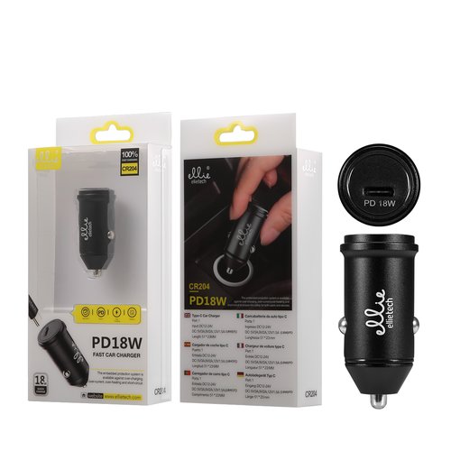 Ellietech CR204 Cargador de Coche Tipo C PD 18W Carga Rápida Puerto 1 SIN CABLE
