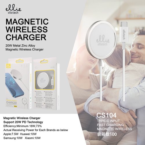 Ellietech CS104 Cargador Inalámbrico Magnético Wireless PD 20W