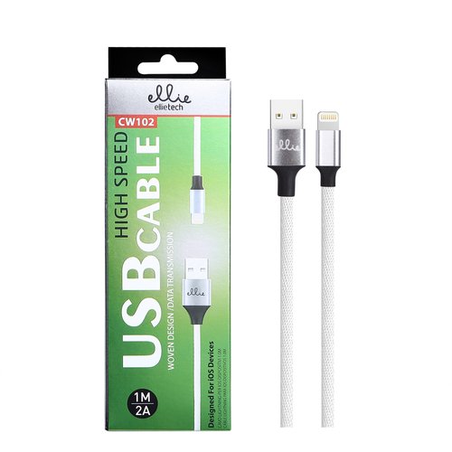 Ellietech CW102 Cable de Dato Lightning para iOS Dispositivos 1M 2A