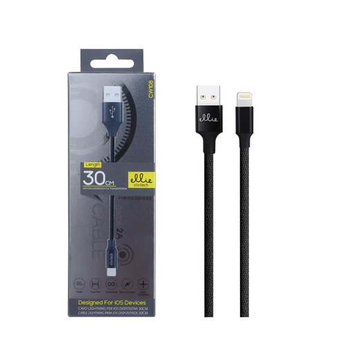 Ellietech CW108 Cable de Dato Para iPhone 7/ 8/ X/ XR/ Xs Max 30CM