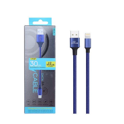 Ellietech CW108 Cable de Dato Para iPhone 7/ 8/ X/ XR/ Xs Max 30CM