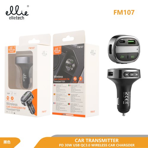Ellietech FM107 Cargador de Coche para Moviles 30W USB QC3.0