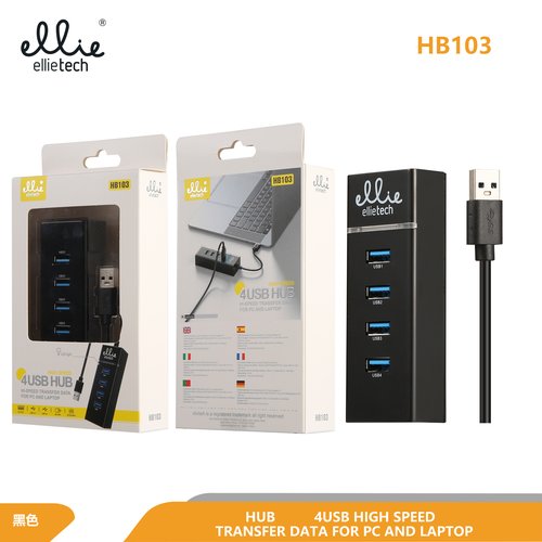 Ellietech HB103 3.0 HUB 4-Puerto USB con LED Negro