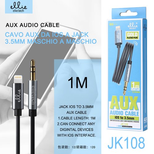 Ellietech JK108 Cable AUX iPhone iOS a Jack
