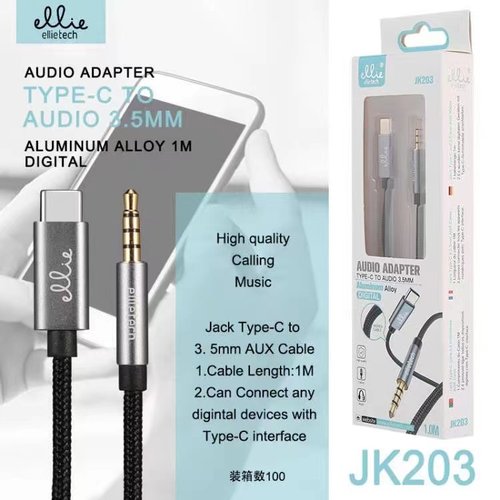 Ellietech JK203 Cable Audio Jack 3.5mm a Tipo C 1.0M