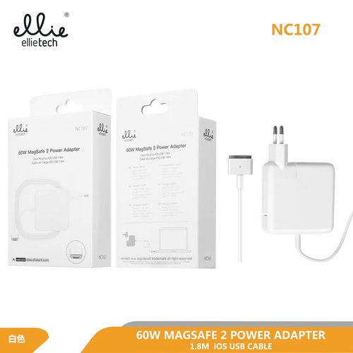 Ellietech NC107 Cargador para Macbook con Cable iOS 60W 1.8M USB