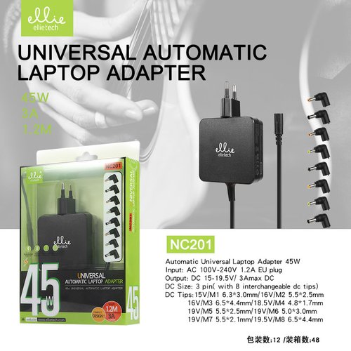 Ellietech NC201 Universal Alimentador Automatico 45W 3A 8Clavijas