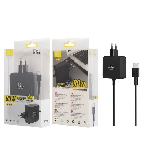 Ellietech NC206 Cargador Universal con Cable Tipo C 90W para Portátil