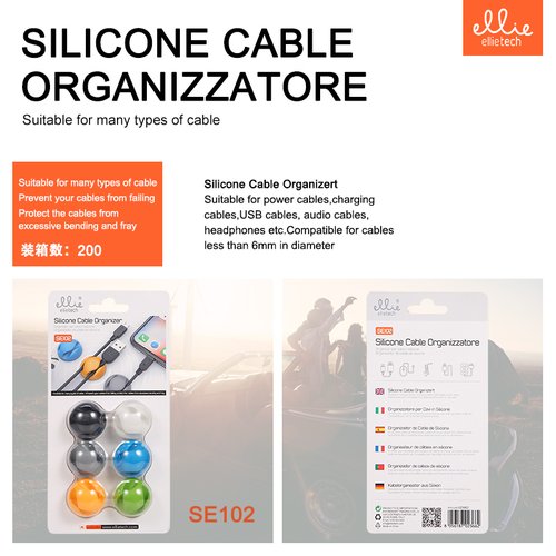 Ellietech SE102 Organizador de Cable para 2 Cables