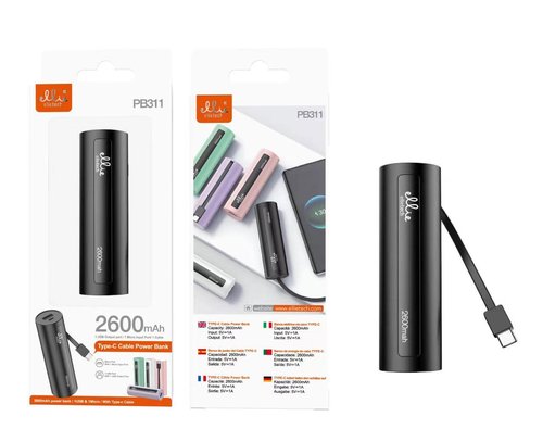 Ellietech PB311 Bateria Externa 2600mAh Portatil con Cable Type-C 5V 1A