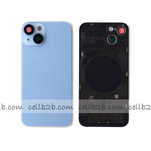 Tapa Trasera Cristal para Iphone 14 con Marco Lateral + Marco de cámara Azul