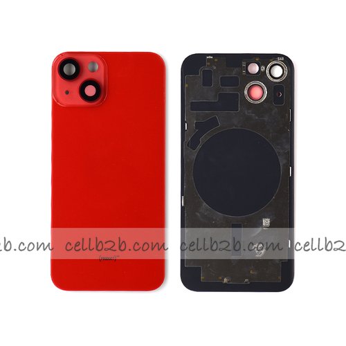 Tapa Trasera Cristal para Iphone 14 con Marco Lateral + Marco de cámara Roja
