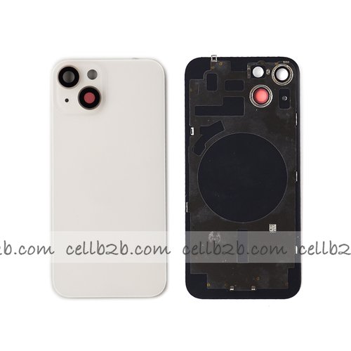 Tapa Trasera Cristal para Iphone 14 con Marco Lateral + Marco de cámara Blanca