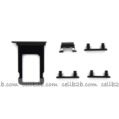 Set 4 Piezas Porta-SIM + Teclado de Volumen, Encendido y Boton Vibración para iPhone SE 2020 Negro
