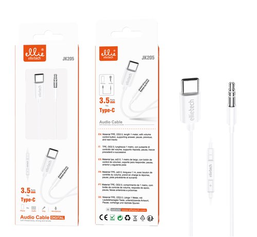 Ellietech JK205 Cable Audio Jack 3.5mm a Type C 1.0M