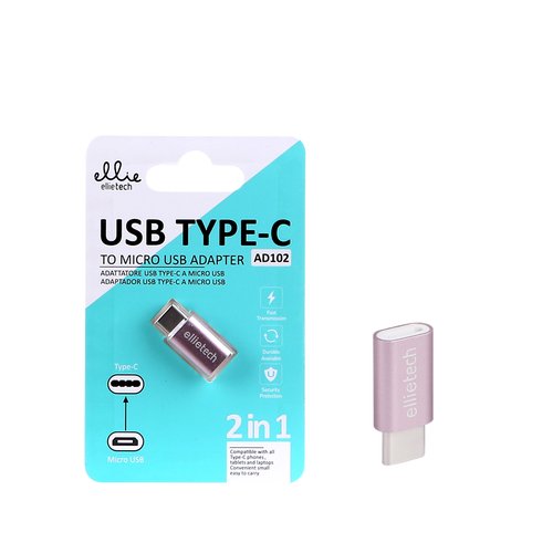 Ellietech AD102 Adaptador USB Tipo-C a Micro USB Metalico