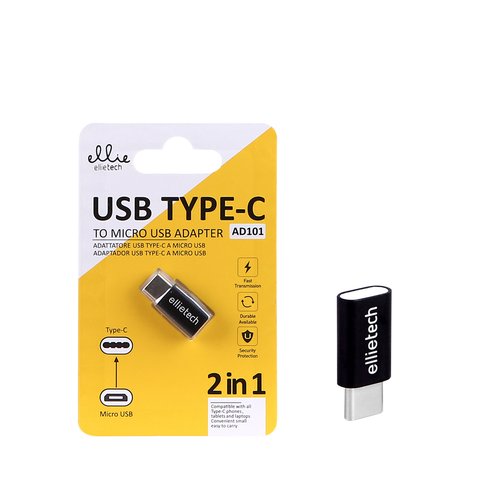Ellietech AD101 Adaptador USB Tipo-C a Micro USB Plástico