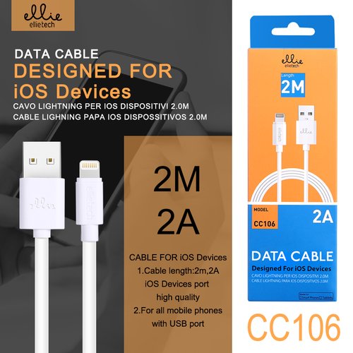 Ellietech CC106 Cable Para Iphone 2A 2M Blanco