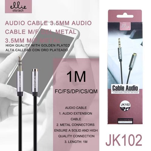 LT Tech Plus JK102 Cable de Audio 3.5mm M/F del Metal