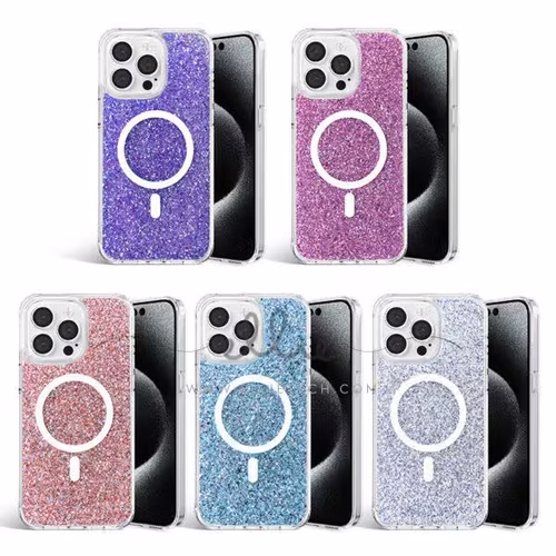 Funda MagSafe Transparente con Glitter para iPhone 16