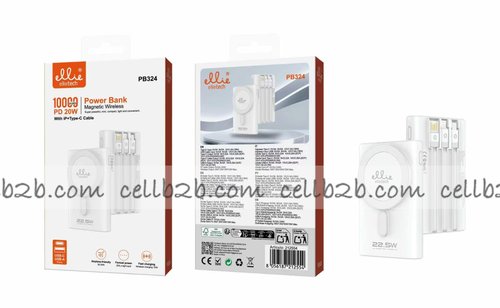 Ellietech PB324 PowerBank Magnético Inalámbrico  10000mAh PD 20W con Cable para iPhone  y Tipo C